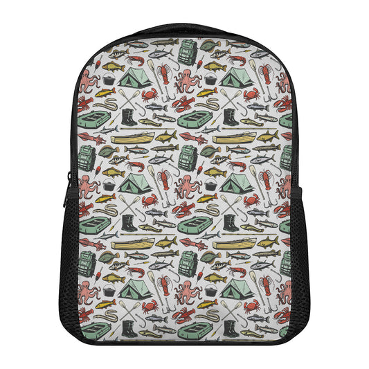 Fishing Equipment Pattern Print Casual Backpack