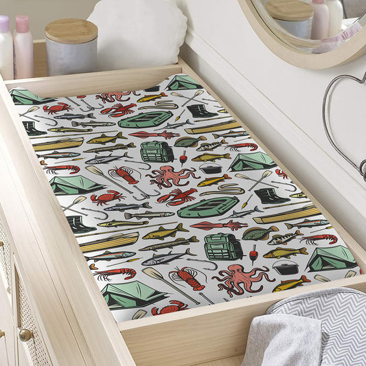 Fishing Equipment Pattern Print Changing Pad Cover