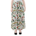 Fishing Equipment Pattern Print Chiffon Maxi Skirt
