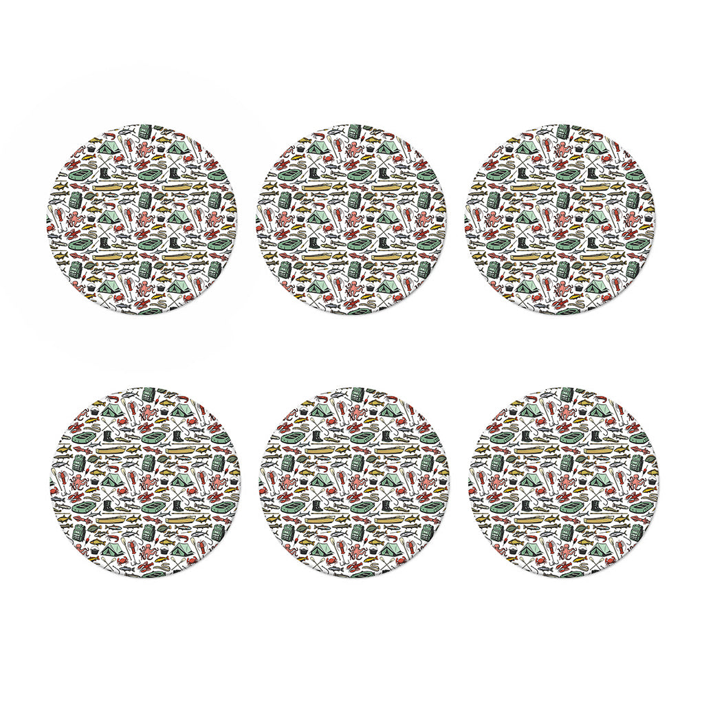 Fishing Equipment Pattern Print Coaster Set