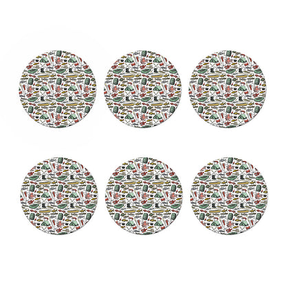 Fishing Equipment Pattern Print Coaster Set