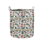 Fishing Equipment Pattern Print Collapsible Laundry Basket