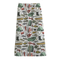 Fishing Equipment Pattern Print Cotton Front Slit Maxi Skirt