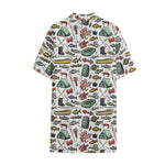 Fishing Equipment Pattern Print Cotton Hawaiian Shirt