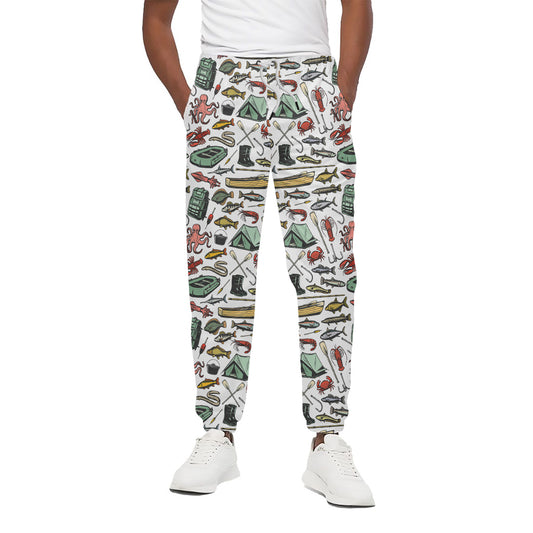 Fishing Equipment Pattern Print Cotton Pants