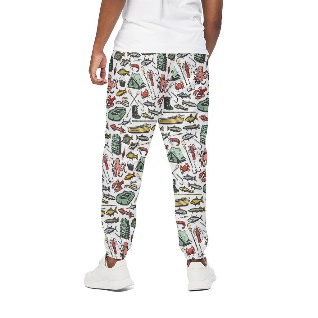 Fishing Equipment Pattern Print Cotton Pants
