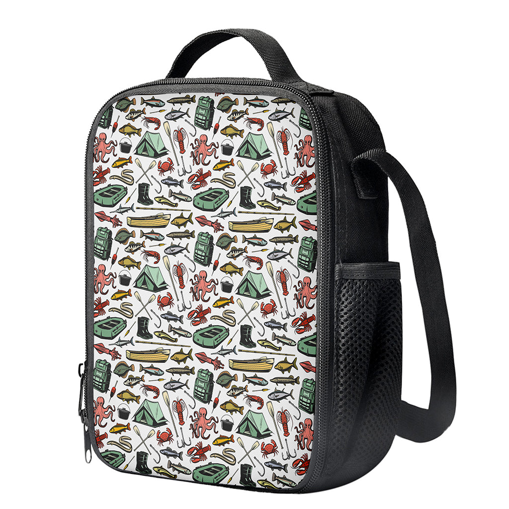 Fishing Equipment Pattern Print Crossbody Lunch Bag