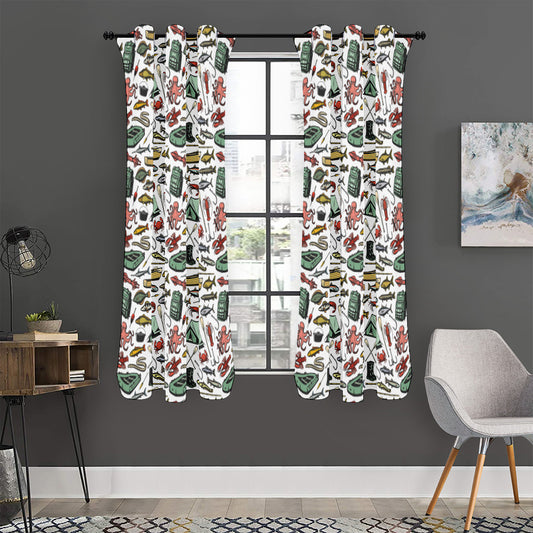 Fishing Equipment Pattern Print Curtain