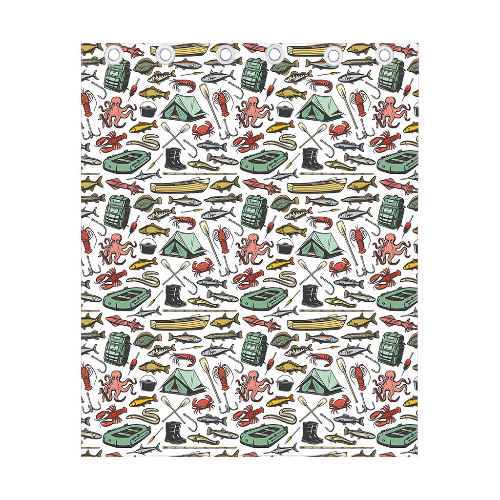 Fishing Equipment Pattern Print Curtain