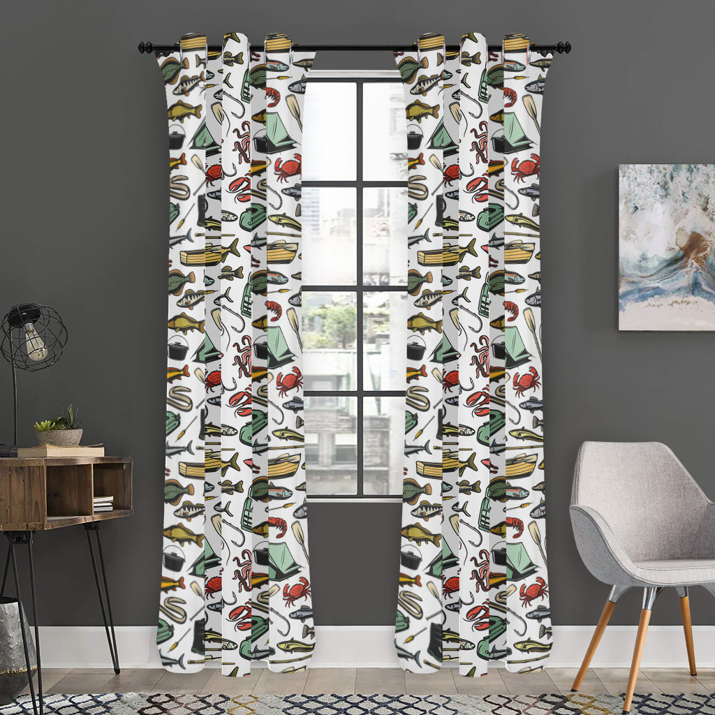 Fishing Equipment Pattern Print Curtain