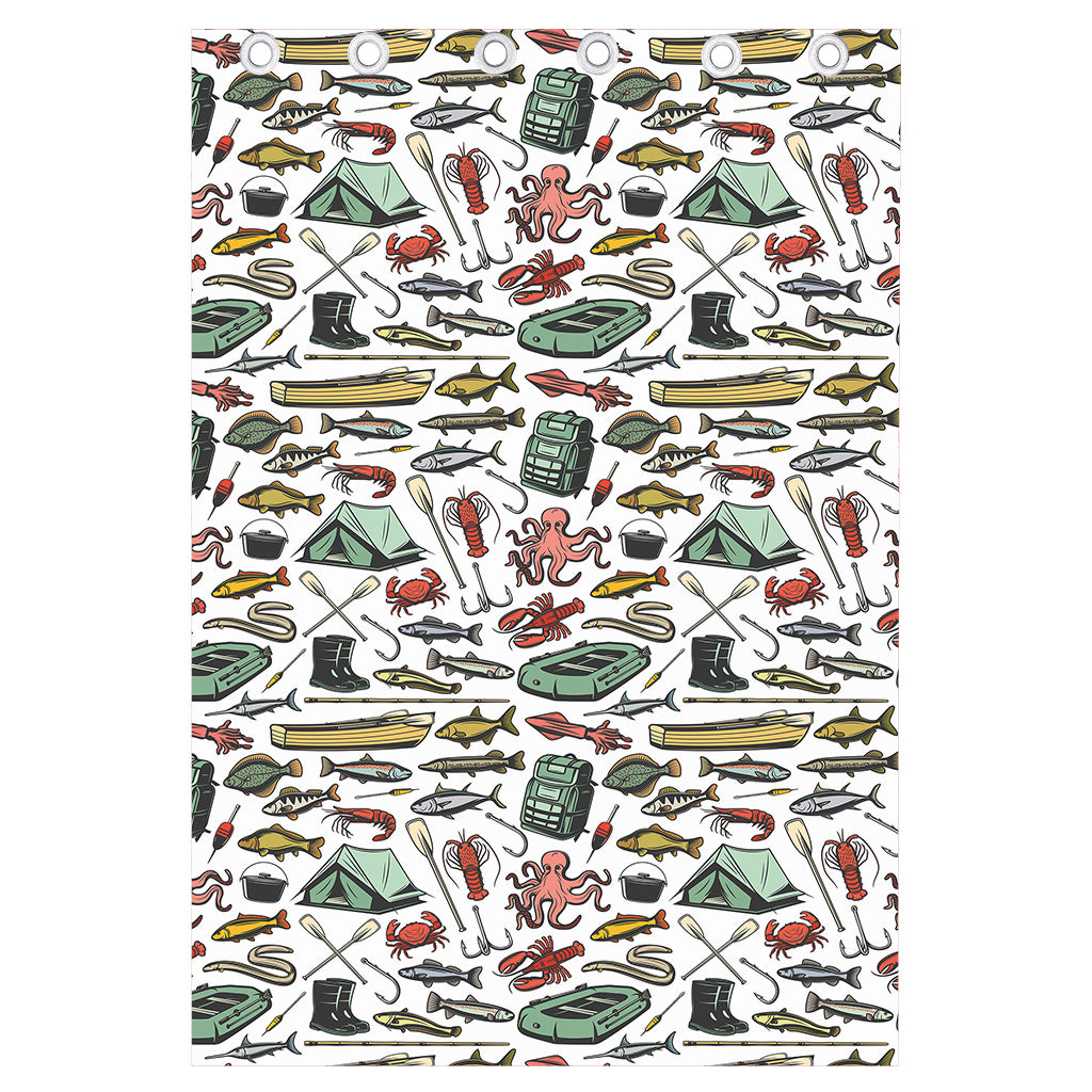 Fishing Equipment Pattern Print Curtain