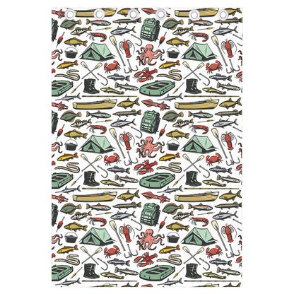 Fishing Equipment Pattern Print Curtain