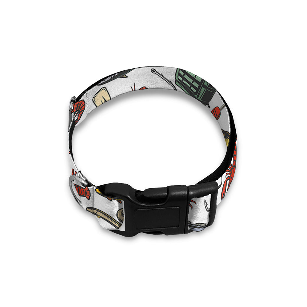 Fishing Equipment Pattern Print Dog Collar