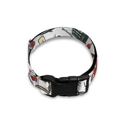 Fishing Equipment Pattern Print Dog Collar