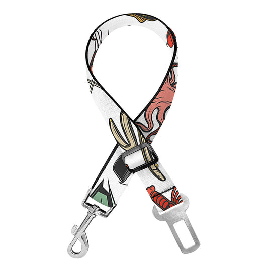 Fishing Equipment Pattern Print Dog Seat Belt