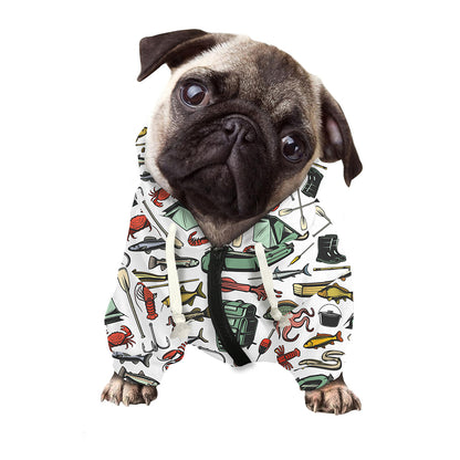Fishing Equipment Pattern Print Dog Zip Up Hoodie