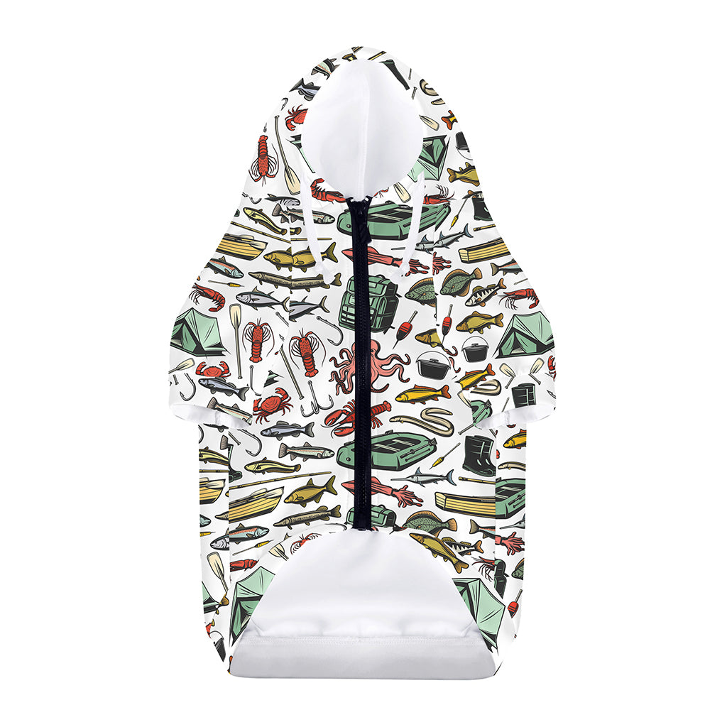 Fishing Equipment Pattern Print Dog Zip Up Hoodie