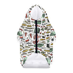 Fishing Equipment Pattern Print Dog Zip Up Hoodie
