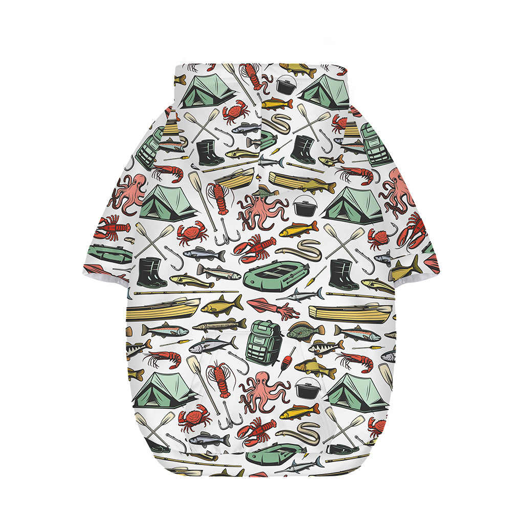 Fishing Equipment Pattern Print Dog Zip Up Hoodie