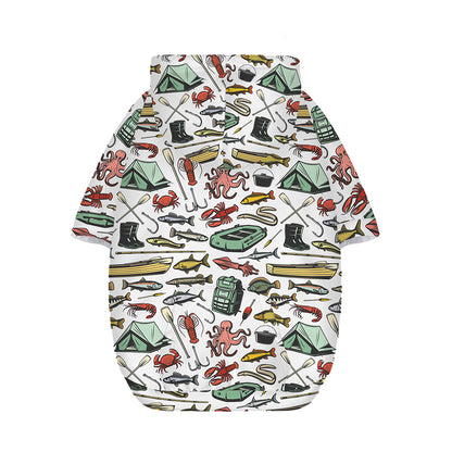 Fishing Equipment Pattern Print Dog Zip Up Hoodie