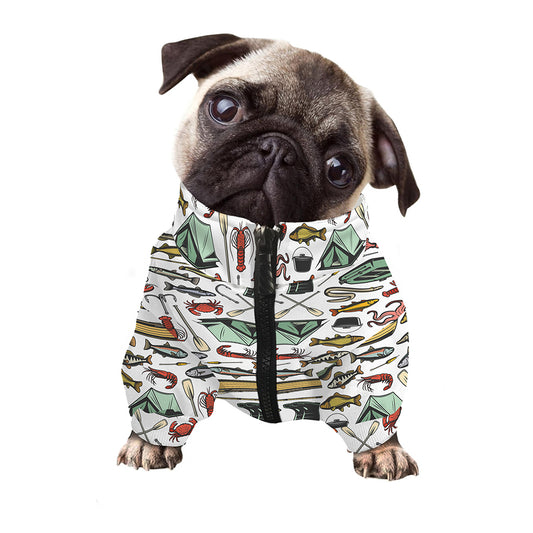 Fishing Equipment Pattern Print Dog Zip Up Jacket