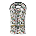 Fishing Equipment Pattern Print Double Neoprene Wine Tote