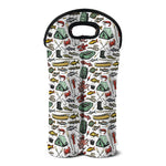 Fishing Equipment Pattern Print Double Neoprene Wine Tote