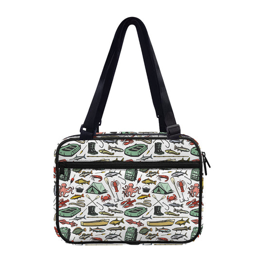 Fishing Equipment Pattern Print Double Strap Bible Bag