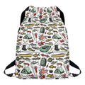 Fishing Equipment Pattern Print Drawstring Backpack