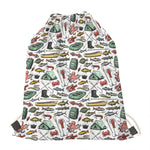 Fishing Equipment Pattern Print Drawstring Bag