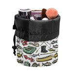 Fishing Equipment Pattern Print Drawstring Makeup Bag