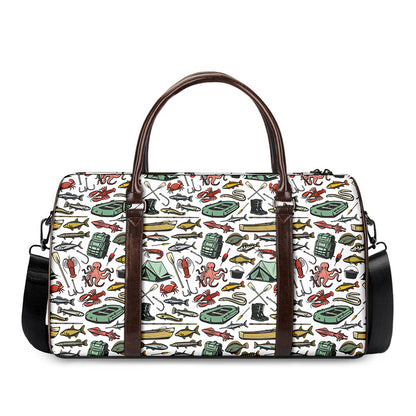 Fishing Equipment Pattern Print Duffle Bag