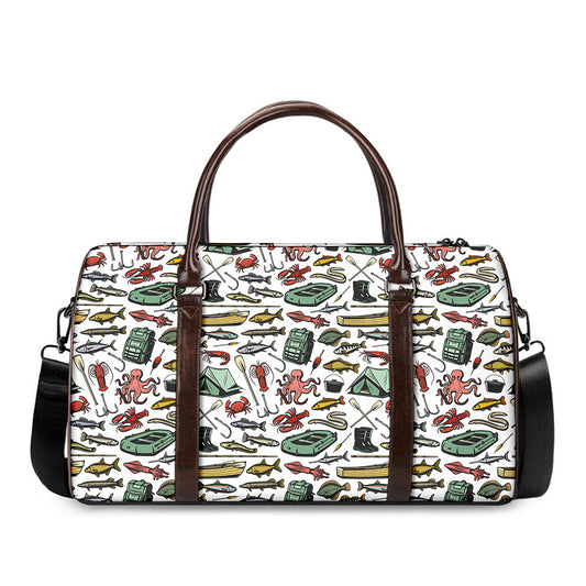 Fishing Equipment Pattern Print Duffle Bag