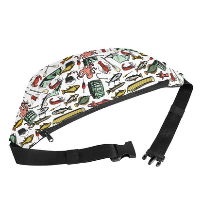 Fishing Equipment Pattern Print Fanny Pack