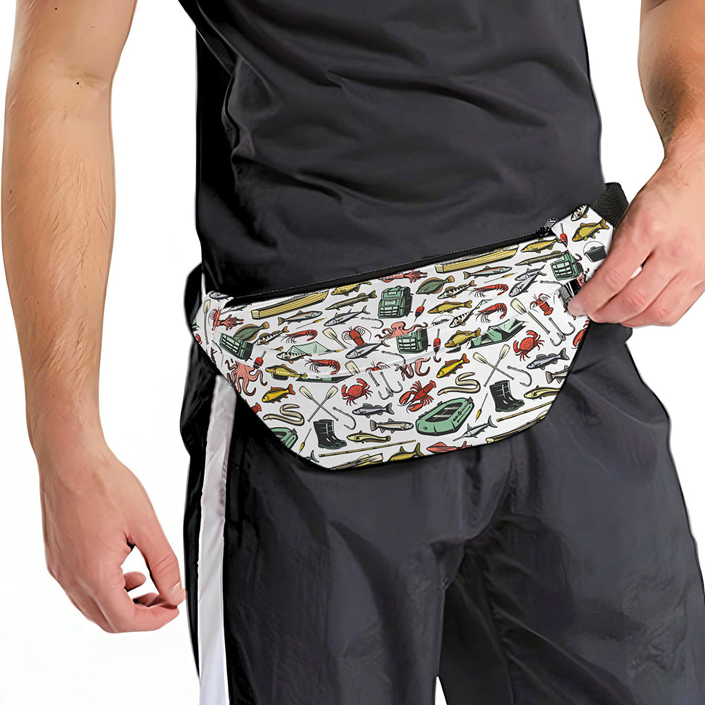 Fishing Equipment Pattern Print Fanny Pack