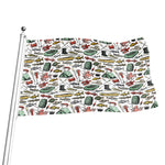 Fishing Equipment Pattern Print Flag