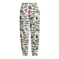 Fishing Equipment Pattern Print Fleece Lined Knit Pants