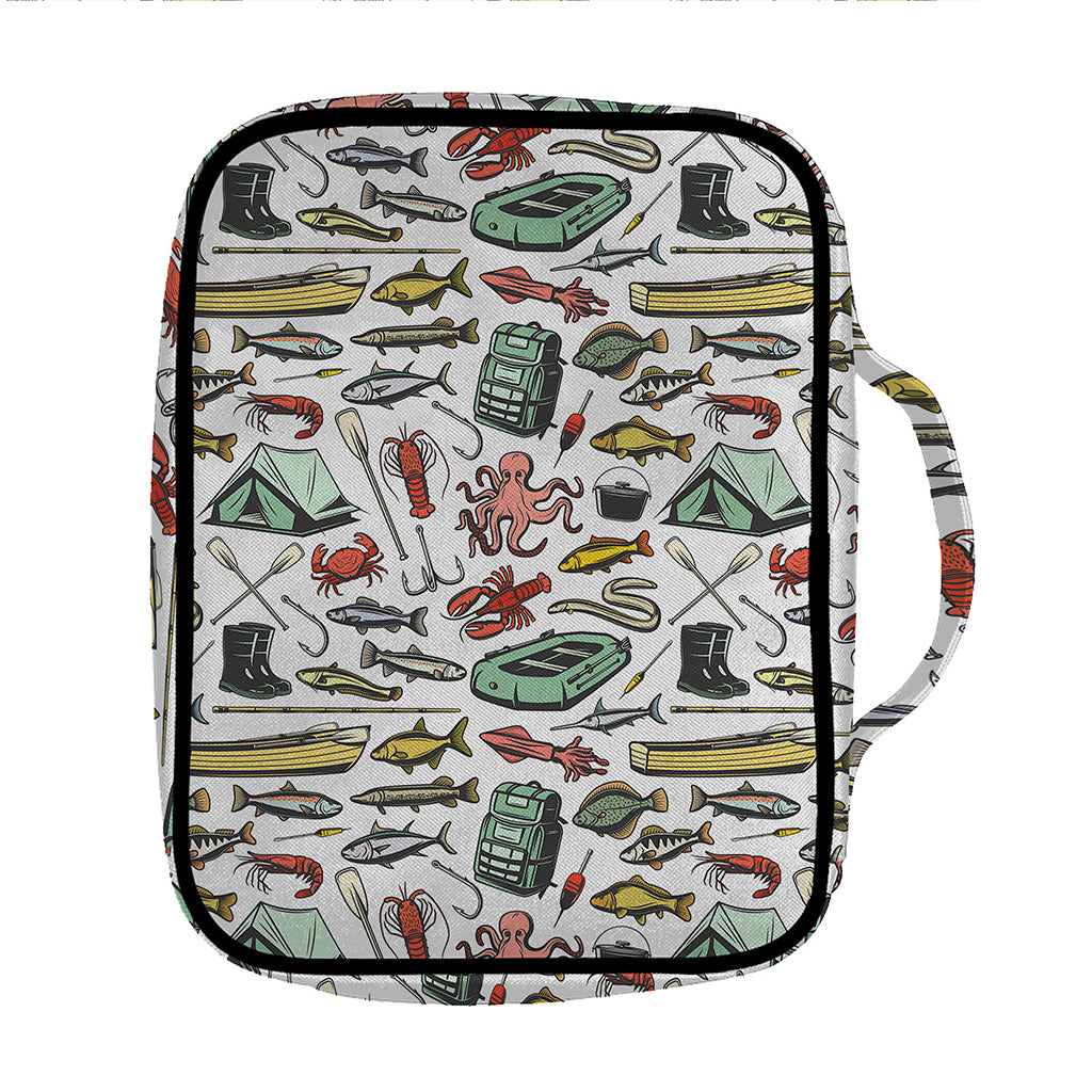 Fishing Equipment Pattern Print Front Pocket Bible Bag