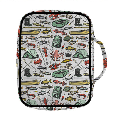 Fishing Equipment Pattern Print Front Pocket Bible Bag
