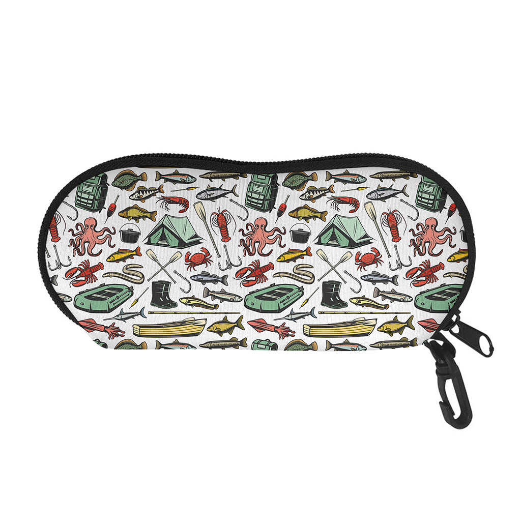 Fishing Equipment Pattern Print Glasses Case