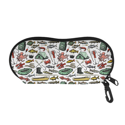 Fishing Equipment Pattern Print Glasses Case
