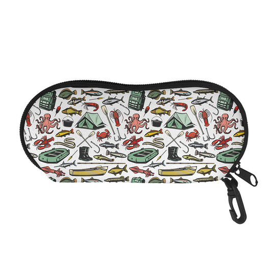 Fishing Equipment Pattern Print Glasses Case