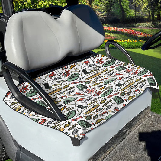 Fishing Equipment Pattern Print Golf Cart Seat Cover