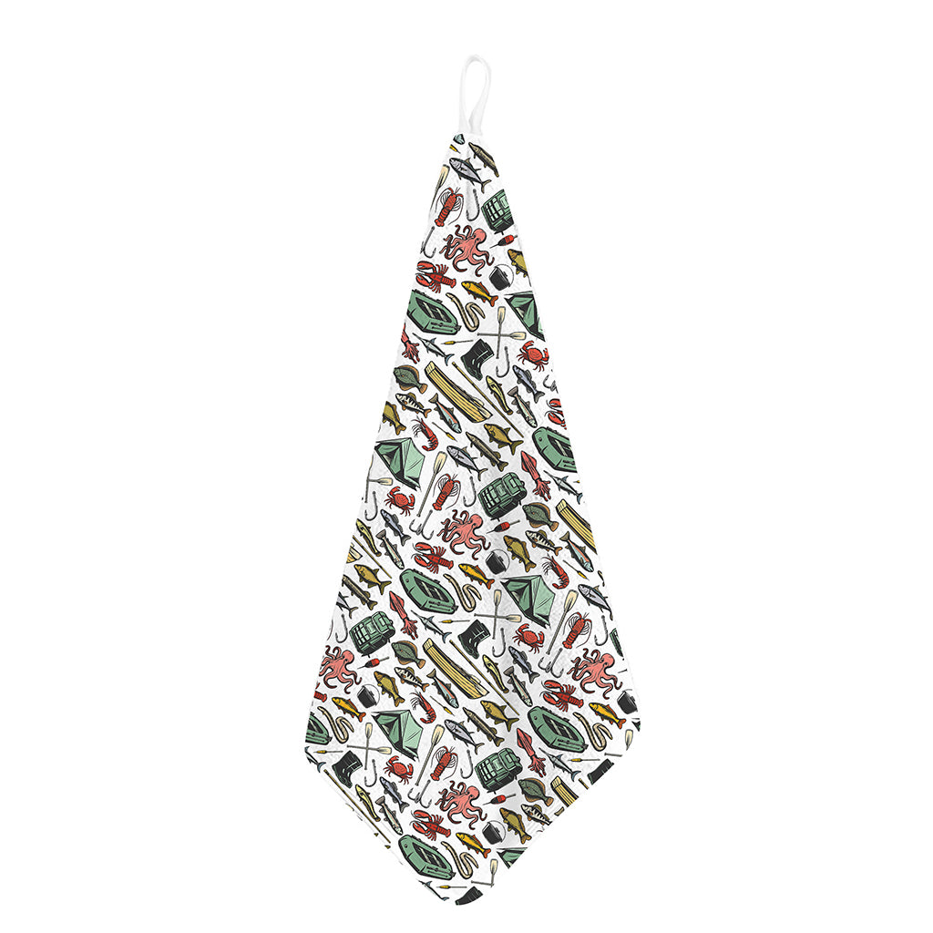 Fishing Equipment Pattern Print Hand Towel