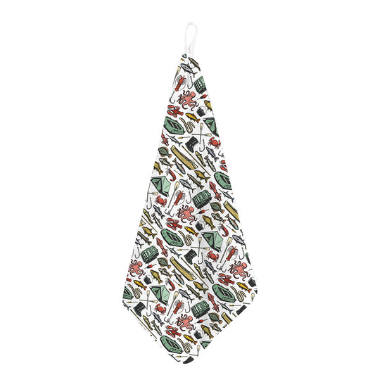 Fishing Equipment Pattern Print Hand Towel