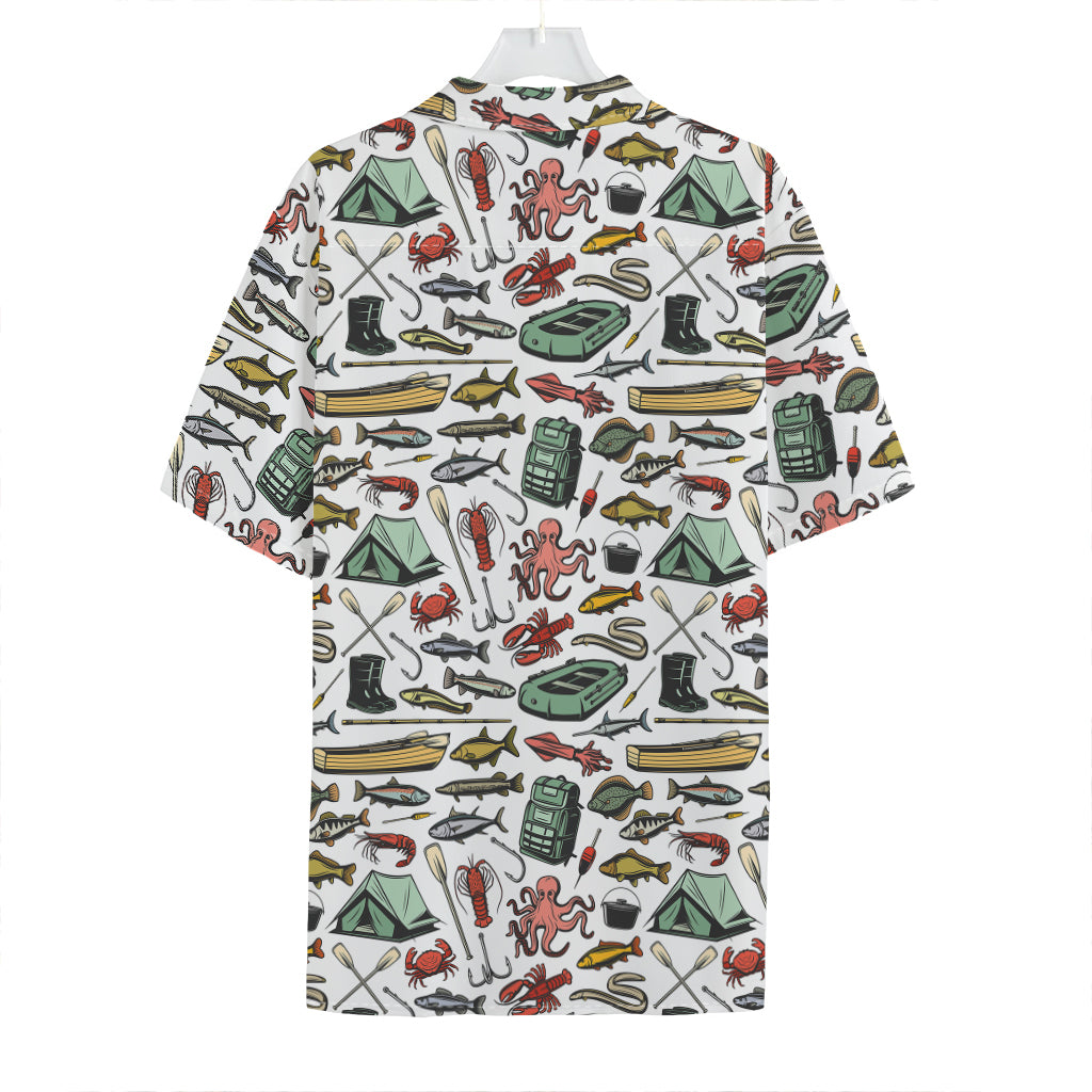 Fishing Equipment Pattern Print Hawaiian Shirt