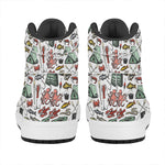 Fishing Equipment Pattern Print High Top Leather Sneakers