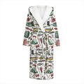 Fishing Equipment Pattern Print Hooded Bathrobe
