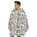 Fishing Equipment Pattern Print Hoodie Blanket