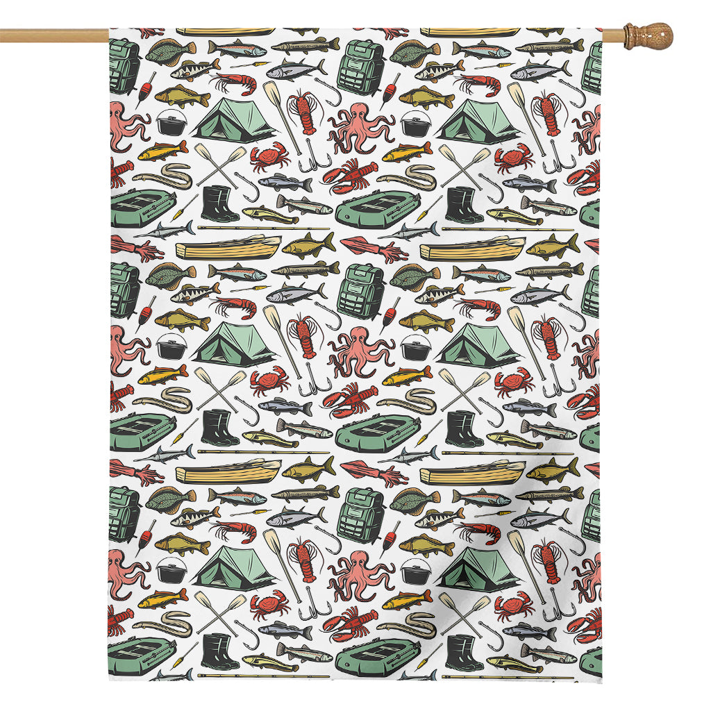 Fishing Equipment Pattern Print House Flag